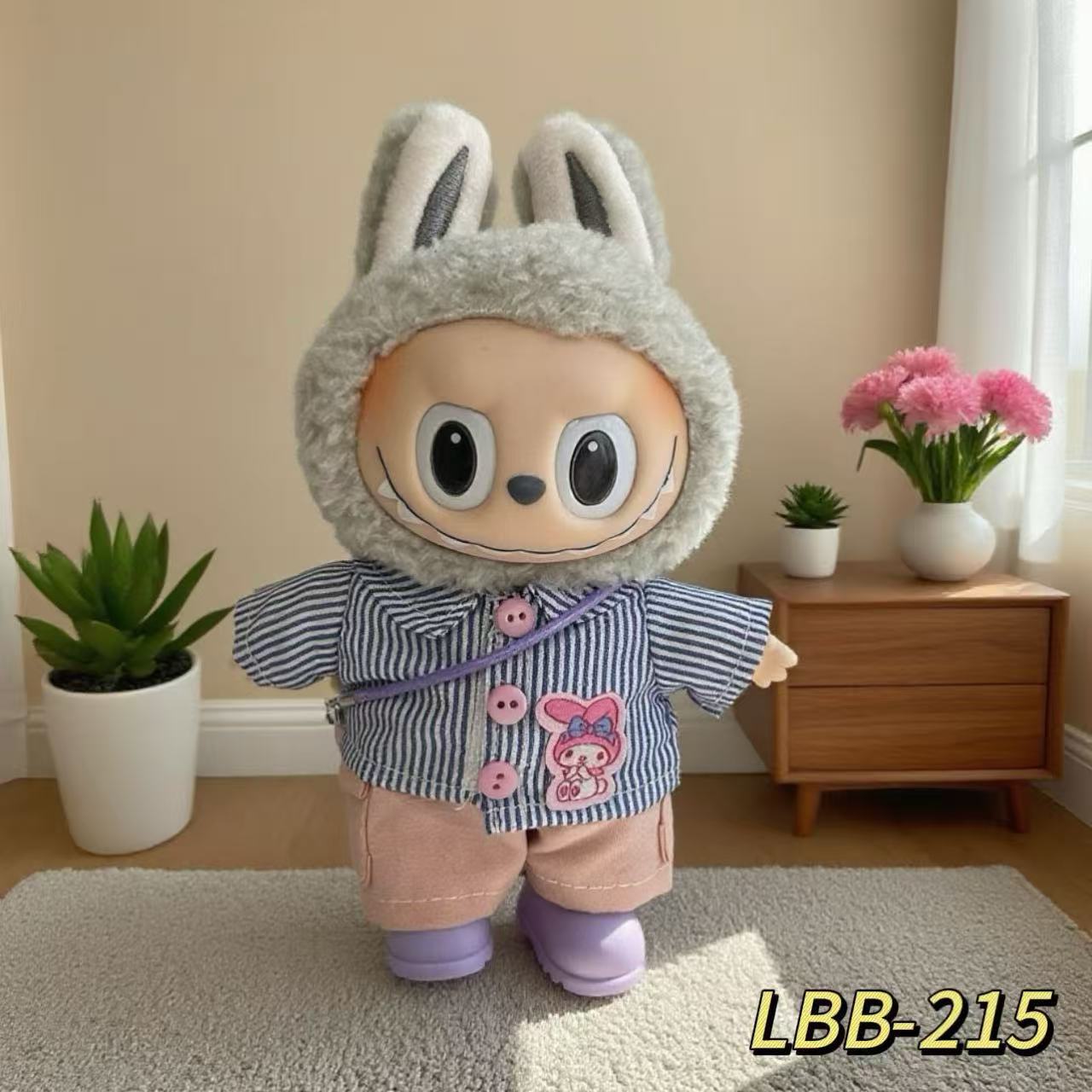 Labu bob11 ropa de muñeca labubu 15cm muñeca de marea osos pantalones 10cm conjunto bjd image 8