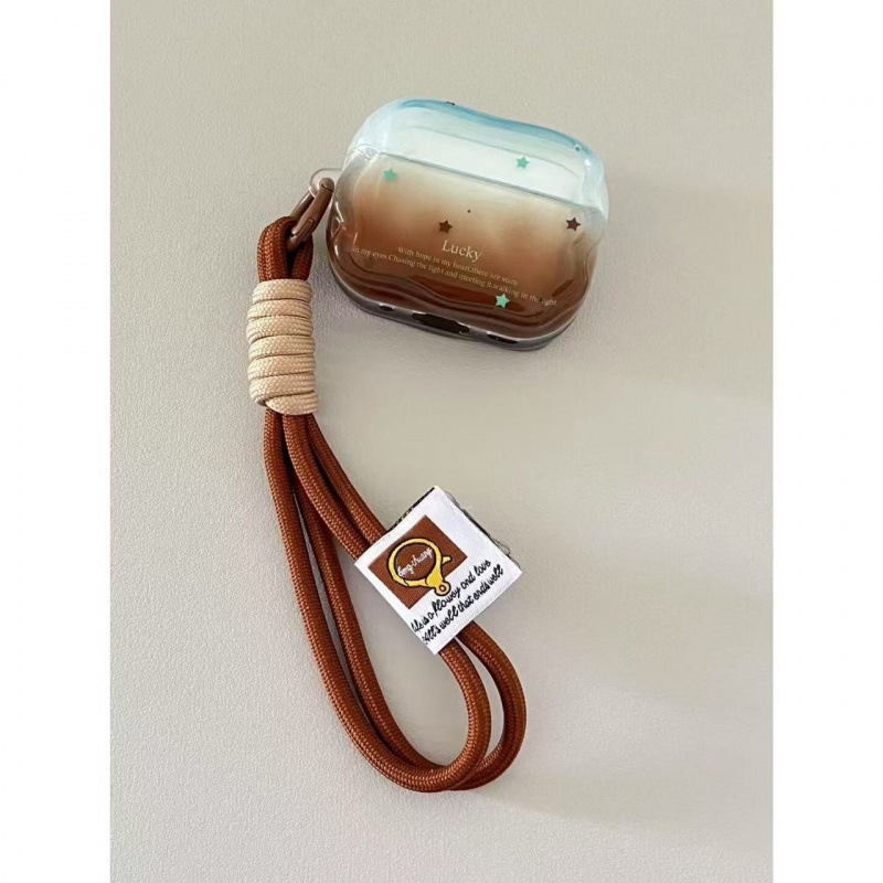 Estancia de auriculares marrón azul estrella simple y premium para AirPods12 / 3 / 4 / pro / pro Case