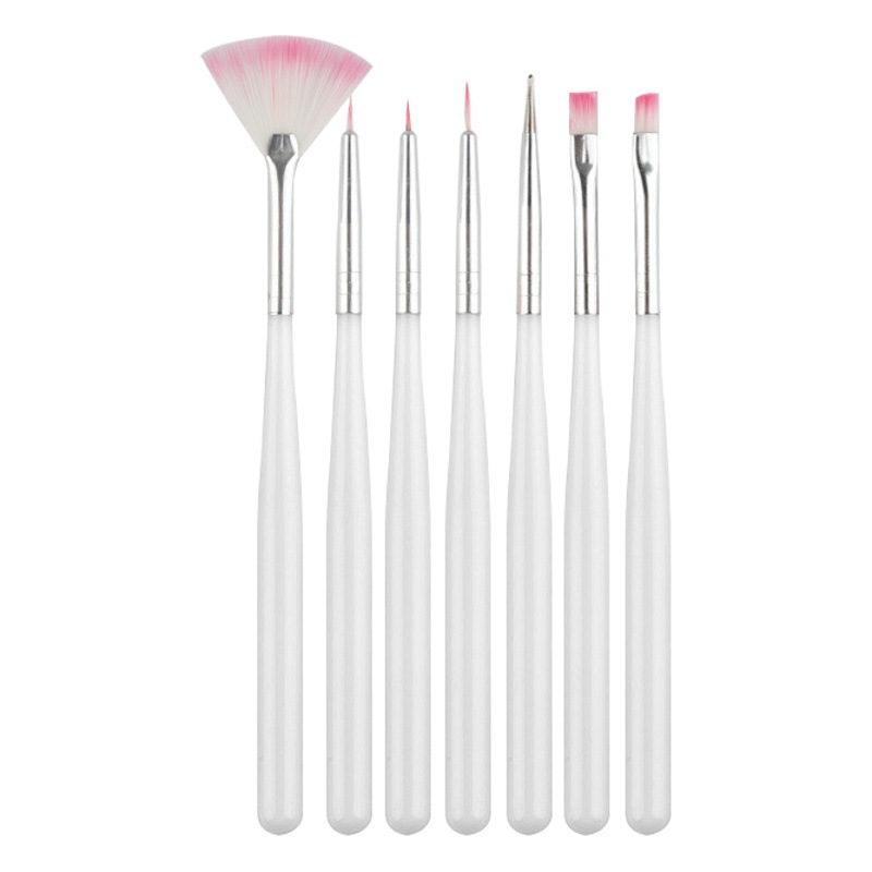 Conjunto de Arte de uñas pluma pintura pluma 7 unids traje talla pluma uñas arte fila pluma clavo arte pintura pluma barra blanca