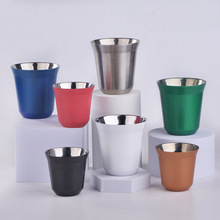 不锈钢咖啡杯胶囊咖啡杯304双层隔热便携口杯茶杯啤酒牛奶杯套装