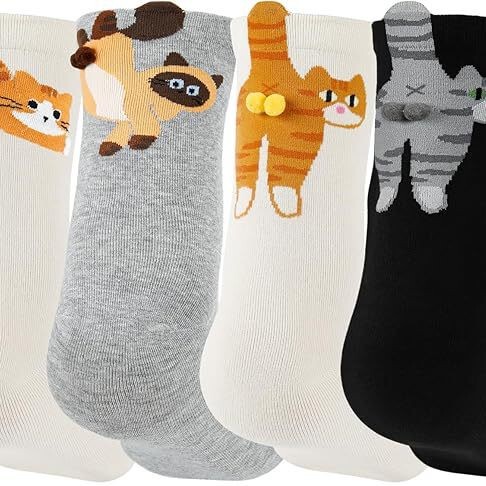 Cross-Border New White Cartoon Cat Doraemon Socks for Women, Summer Ins Cute Quirky Mid-Tube Socks