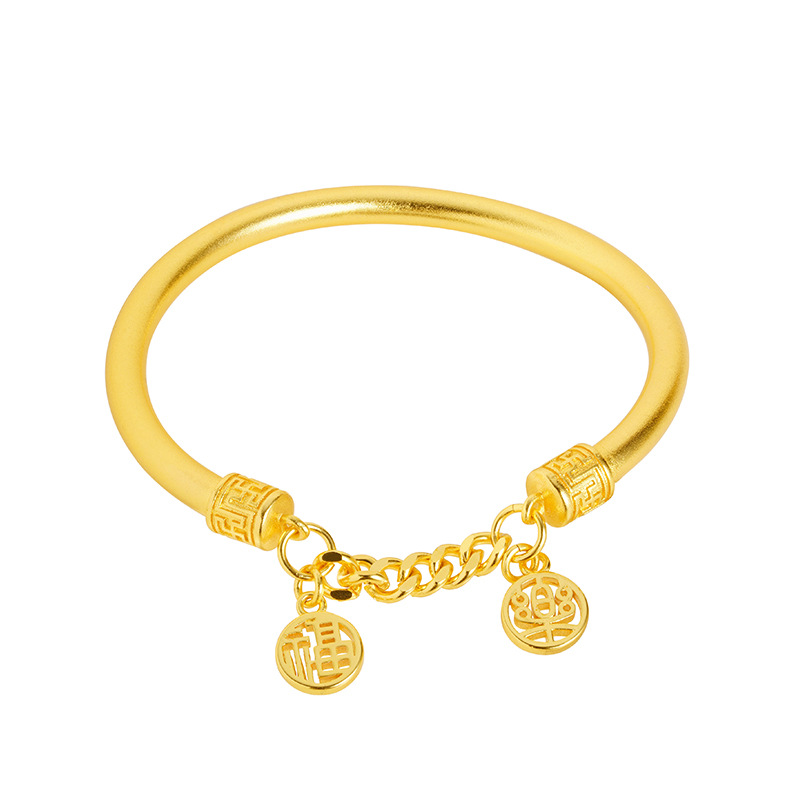 Estilo antiguo Vietnam arena oro Ping An Xi le Fu pulsera de cadena elegante de las mujeres pulsera de aleación de cobre de alta protección de color suministro al por mayor