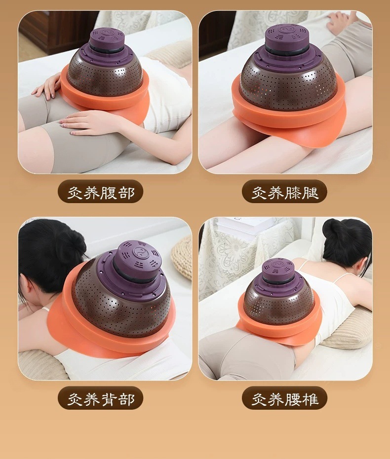 Extra Large Moxibustion Box Round Portable Ai Jiu 艾灸 Home Full Body Heat Therapy Tool with 216 Moxa Cones in use