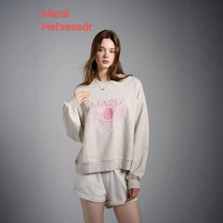 Mardi Hefxessdr刺绣小雏菊卫衣时尚休闲上衣宽松圆领女潮牌长袖