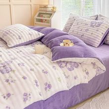 冬季加厚泡泡牛奶绒单被套加绒保暖珊瑚绒被罩单件法兰绒被套宿舍