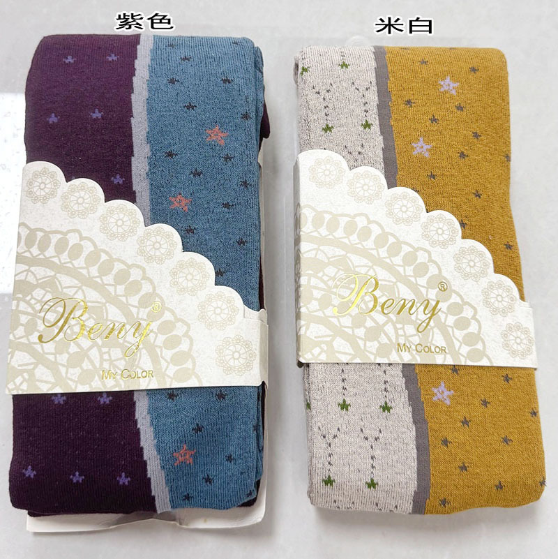 9402在庫あり卸売 日本製ジャカード織り配色保温レギンス 秋冬ニットジャカード糸パンスト 女性用