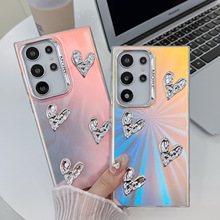 适用三星s25ultra手机壳S24Plus立体DIY爱心A16电镀镭射硬壳跨境