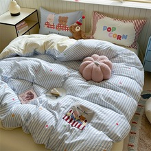 全棉双层纱卡通条纹贴画三四件套四季柔软被套床单儿童床品