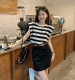 Striped vest T-shirt women's summer 2023 new design sense careful machine loose bottoming niche outerwear top