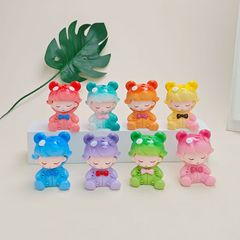 グラデーションスリープベビー立体クマDIY樹脂製置物キーホルダーかわいい単色キュートDIY手作り