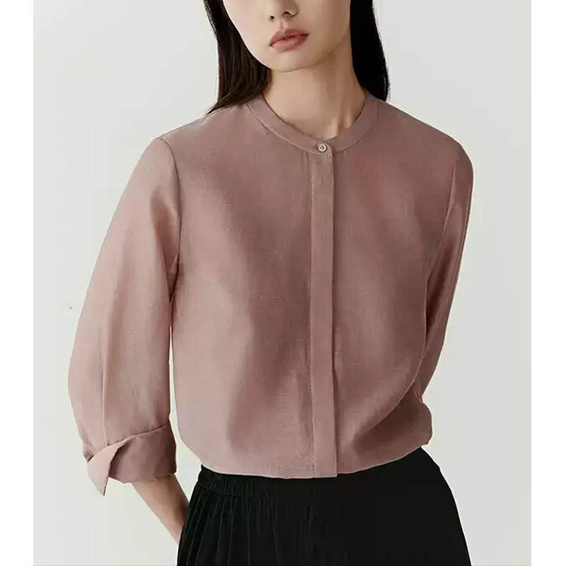 【Il Order】Women's 2026 Summer New Long-Sleeve Floral Top with Stand Collar, Elegant Commuter Fashion Shirt