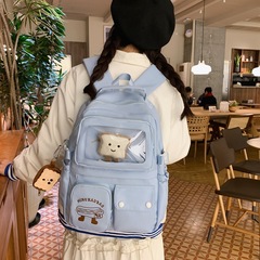 新款日系風透明雙肩包2024新款潮時尚簡約學生包甜美少女上課書包