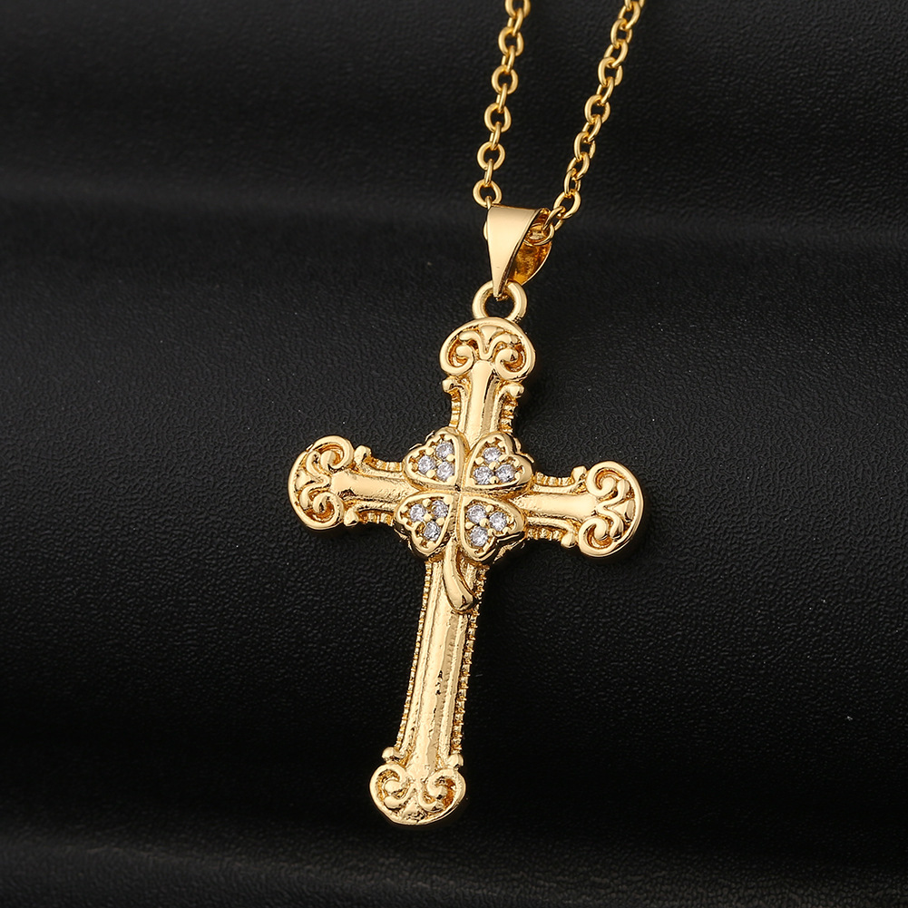 6g Weight Necklace Classification Wedding, Travel Occasion Copper Material Cross Pattern Unisex Gender Ethnic Style Style Retro Copper Cross Pendant Necklace 1