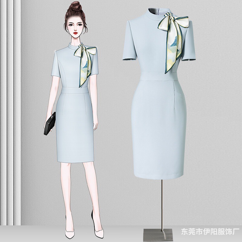 Stewardess Professional Dress Women's Summer Slim Fashion Hotel Front Desk Reception Workwear Beauty Industry Beauty Salon Workwear Stewardess Professional Dress Women's Summer Slim Fashion Hotel Front Desk Reception Workwear Beauty Industry Beauty Salon Workwear