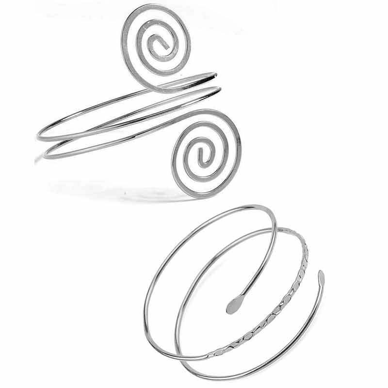 Cross-border Amazon New Hip-hop Swirl Upper Arm Cuff Creative Bracelet Adjustable Opening European and American Style Bracelet for Women