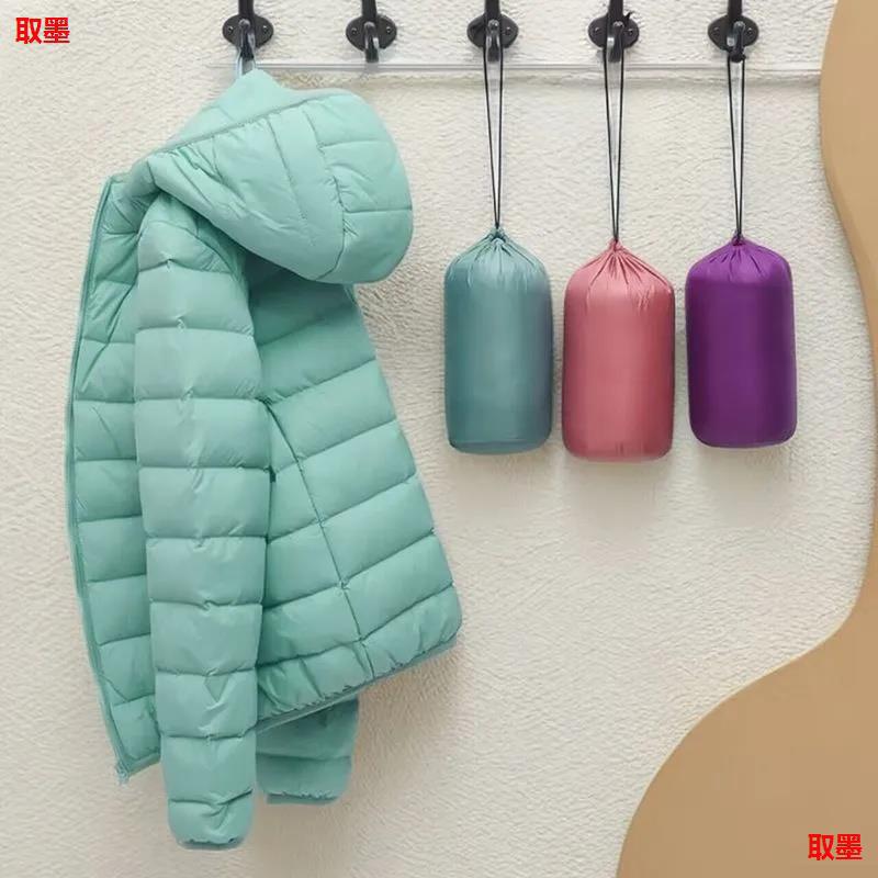 轻薄加绒棉服女短款韩版秋冬新款轻便超薄款立领连帽修身大尺码外