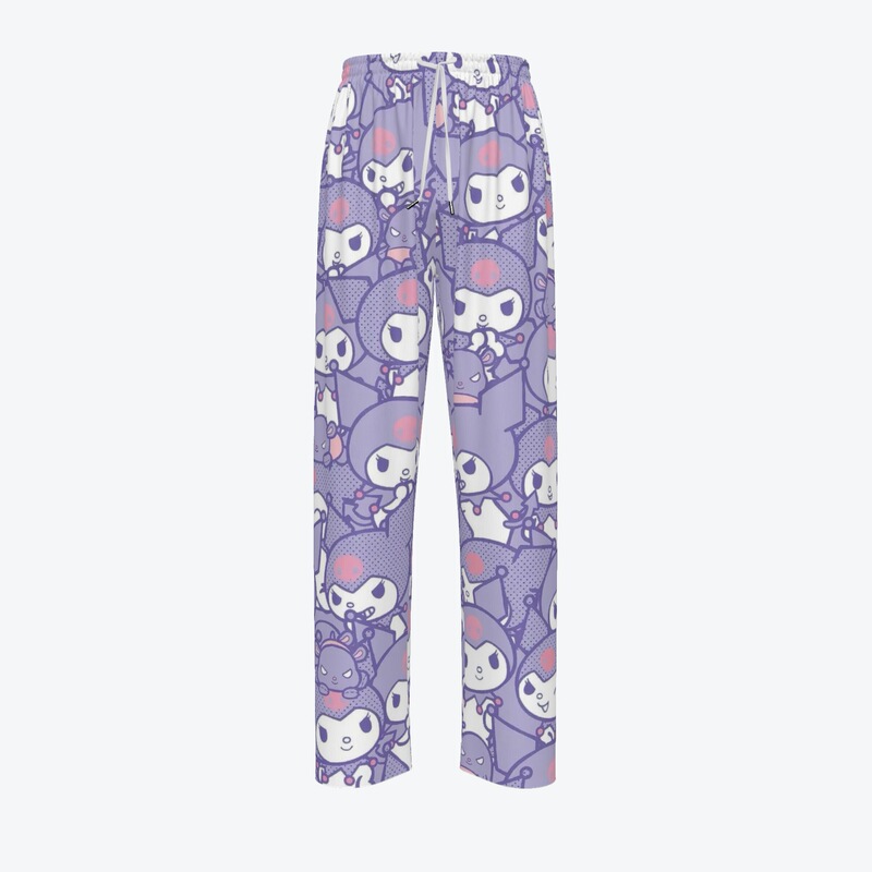 2026 new cartoon character all-over print casual pants, purple background, anime-style design, drawstring waist, elastic waistband, straight-leg, wide-leg pants 2026 new cartoon character all-over print casual pants, purple background, anime-style design, drawstring waist, elastic waistband, straight-leg, wide-leg pants