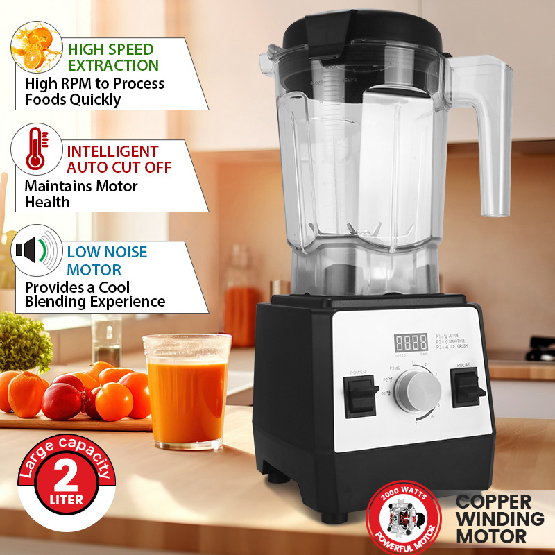 Nueva licuadora de 2 litros para el hogar, ideal para romper hielo, exclusiva para extracción de jugos, molienda y mezcla.