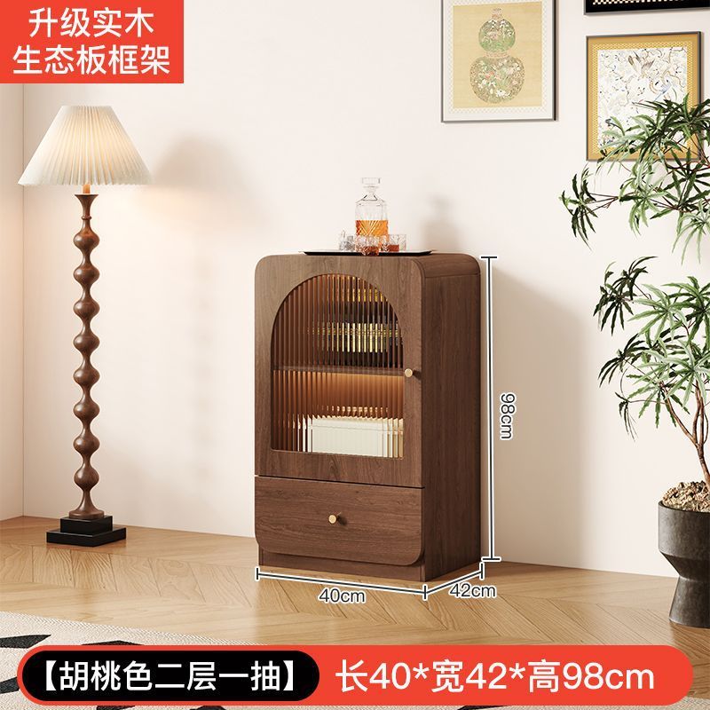 奶油风玻璃餐边酒柜展示置物储物柜靠墙家用客厅立柜电视边柜书柜|undefined