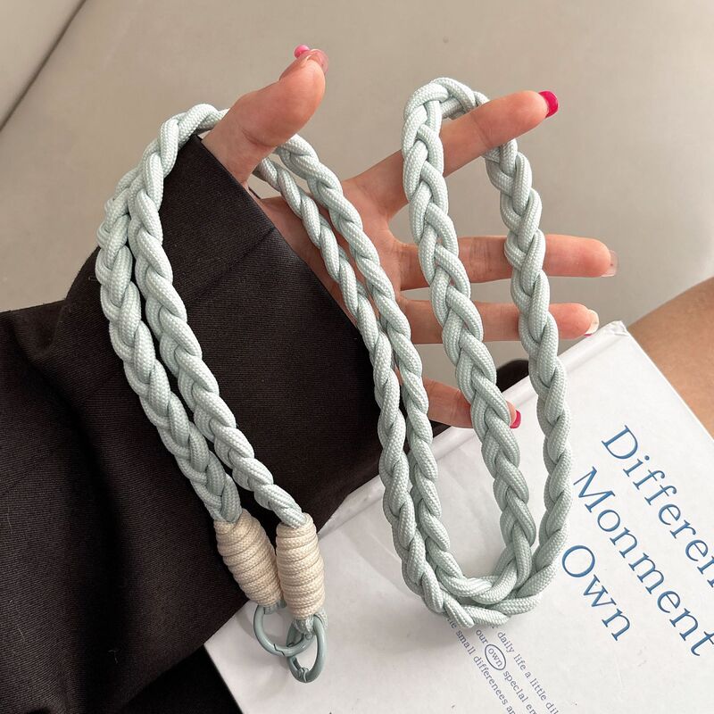 简约三股手工编织双头圆扣手机挂绳手机背夹女生斜挎挂绳批发|undefined