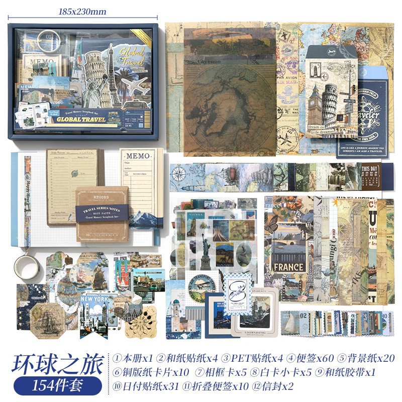 芯莫 欧米風蝶々図鑑 暖寄シリーズ ハンドブック素材ギフトボックス 可愛い女の子心方眼ノートセット