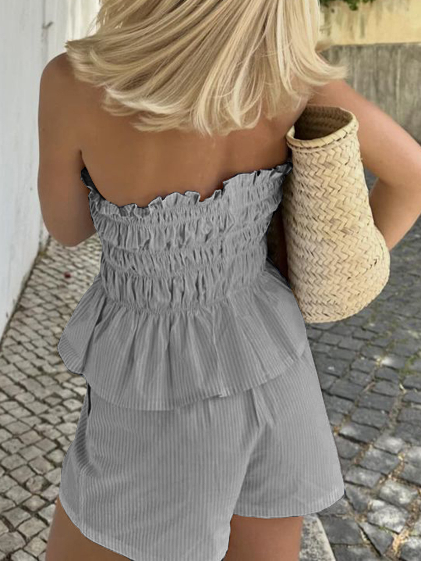 200g Weight Sleeveless Sleeve Length Polyester, Viscose fiber Fabric Type Shorts Co-ord Set Sets Type 2 Pieces Set Quantity Daily Occasion Strapless Neckline Slim Fit Type Stripe Pattern Summer Season Women's Gender Casual Style Daily Women's Casual Stripe Polyester Viscose Fiber Shorts Co-ord Set Shorts Sets 9