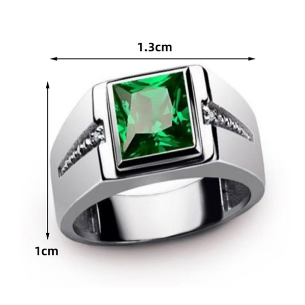 trend fashionable green square ring with stone with zircon for men…