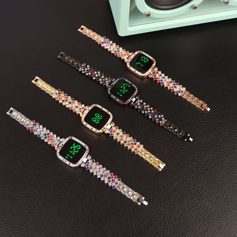 Foreign trade square small fragrance style diamond led watch manufacturers wholesale in stock alloy strap touch ladies watch fashion