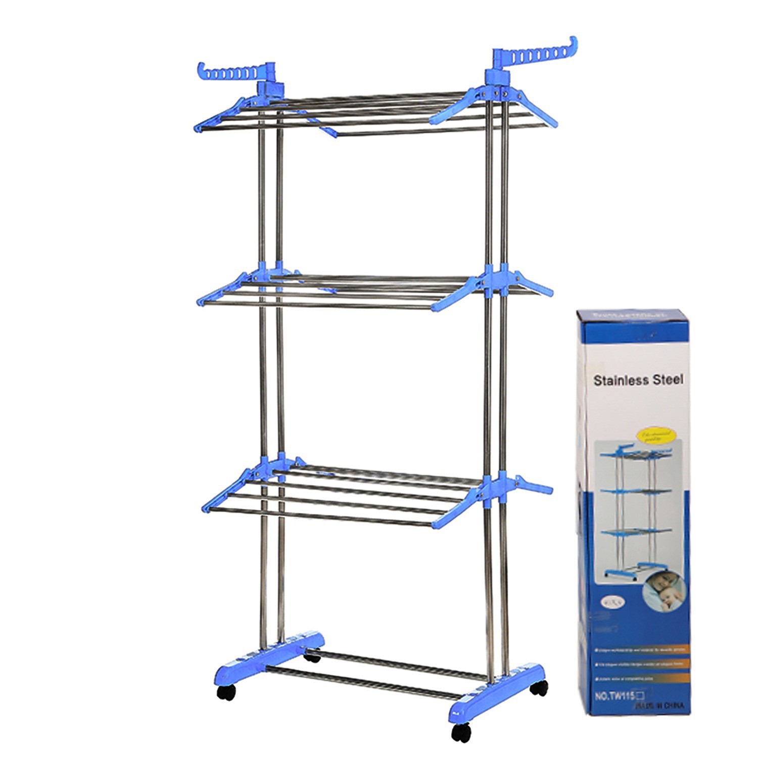 New floor-standing clothes rack, foldable drying rack with three towel racks, multi-functional shelf, one-piece drop shipping