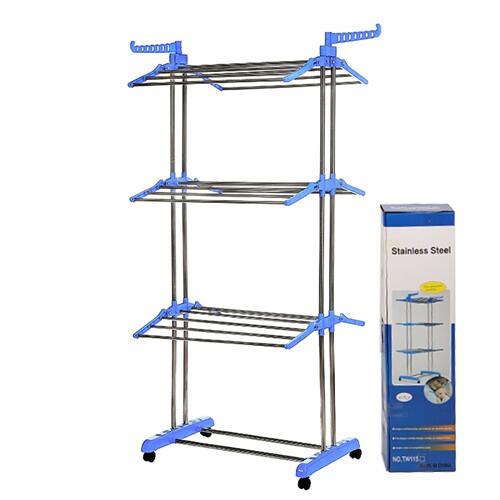New floor-standing clothes rack, foldable drying rack with three towel racks, multi-functional shelf, one-piece drop shipping