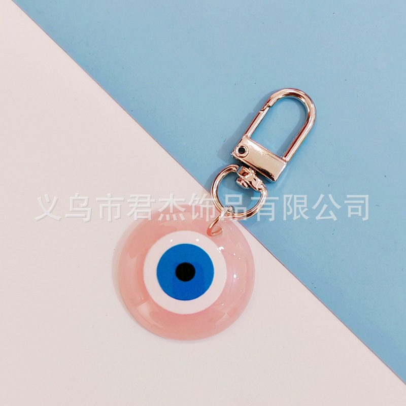 국경 간 핫 세일 터키 블루 아이즈 크리에이티브 키 체인 라운드 러브 5 점 스타 악마의 눈 수지 펜던트