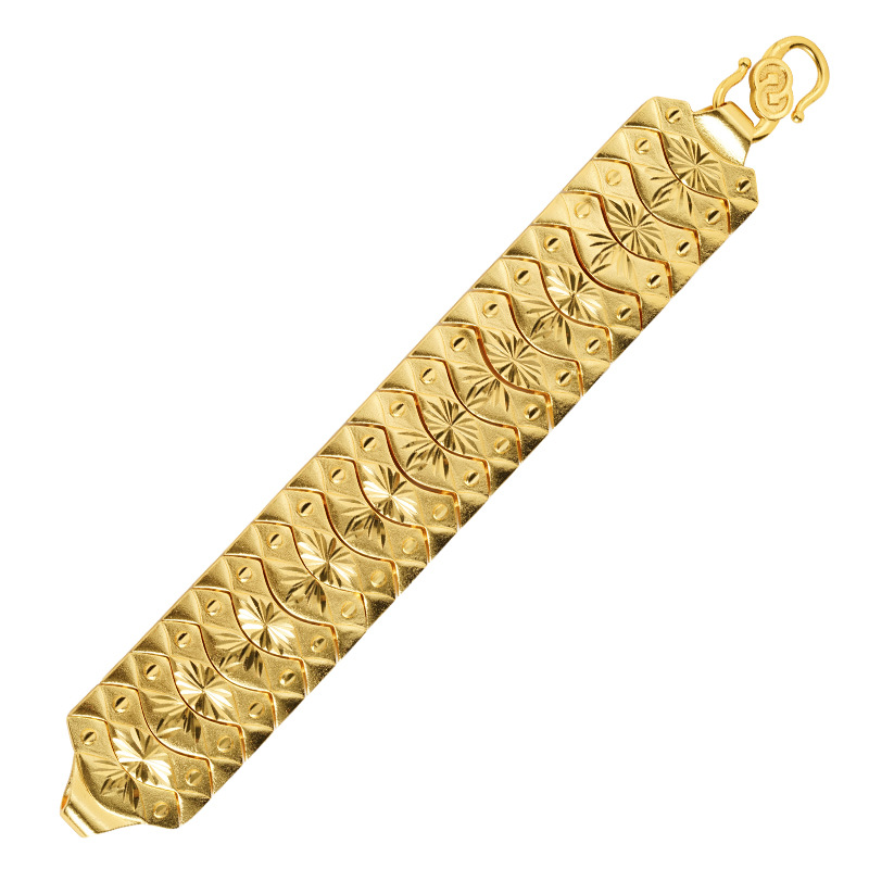 Brazalete de oro de arena hombre jefe cadena temperamento retro versátil alta sensación de joyería chapada en oro bronce joyería no se desvanecerá al por mayor