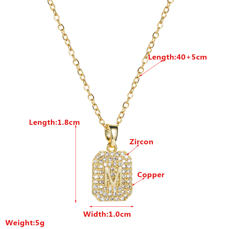 European and American temperament inlaid zircon stainless steel chain letter M clavicle chainpicture1