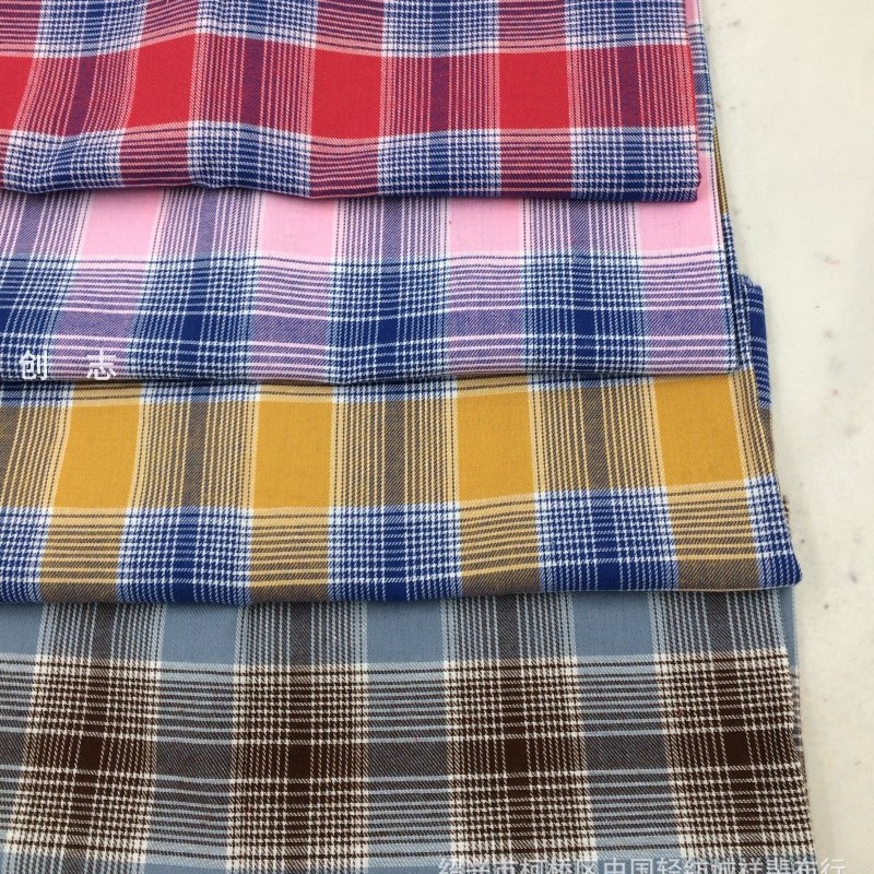 色织提花斜纹格子女装时尚格纹连衣裙休闲服套装布料校服宜兴