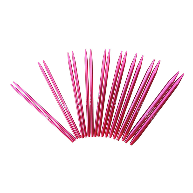 Herramienta de tejido transfronterizo, cable desmontable, aguja en forma de anillo, aguja de suéter de aleación de aluminio rojo brillante, accesorios de cinturón 9 por juego