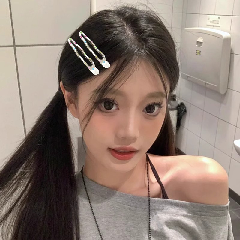 Punto de color goteo de aceite de plata clip de cabello de metal para mujeres nuevo clip lateral de goteo de agua clip de cabello de cabeza clip de cabello frente joyería clip de frangeo