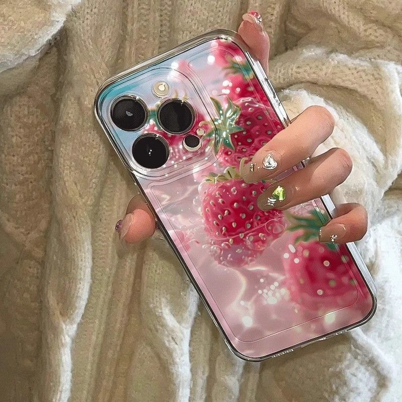 Premium Silicone Protective Case For Iphone With Strawberry Design_voghion.com