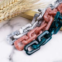 亞克力樹脂雙色瑪瑙鏈子20*30U型鏈條插扣開口圈飾品手機殼配件