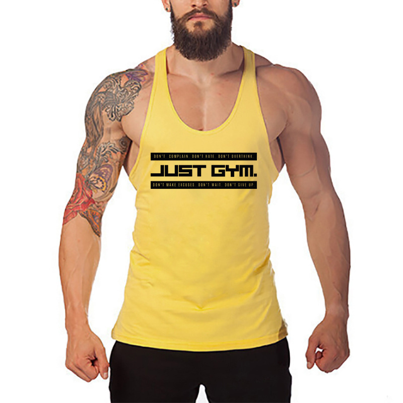 Fitness Sleeveless Vest Men's Sports Muscle Cotton Breathable Waistle T-shirt Loose Summer Iron Training Running Clothes