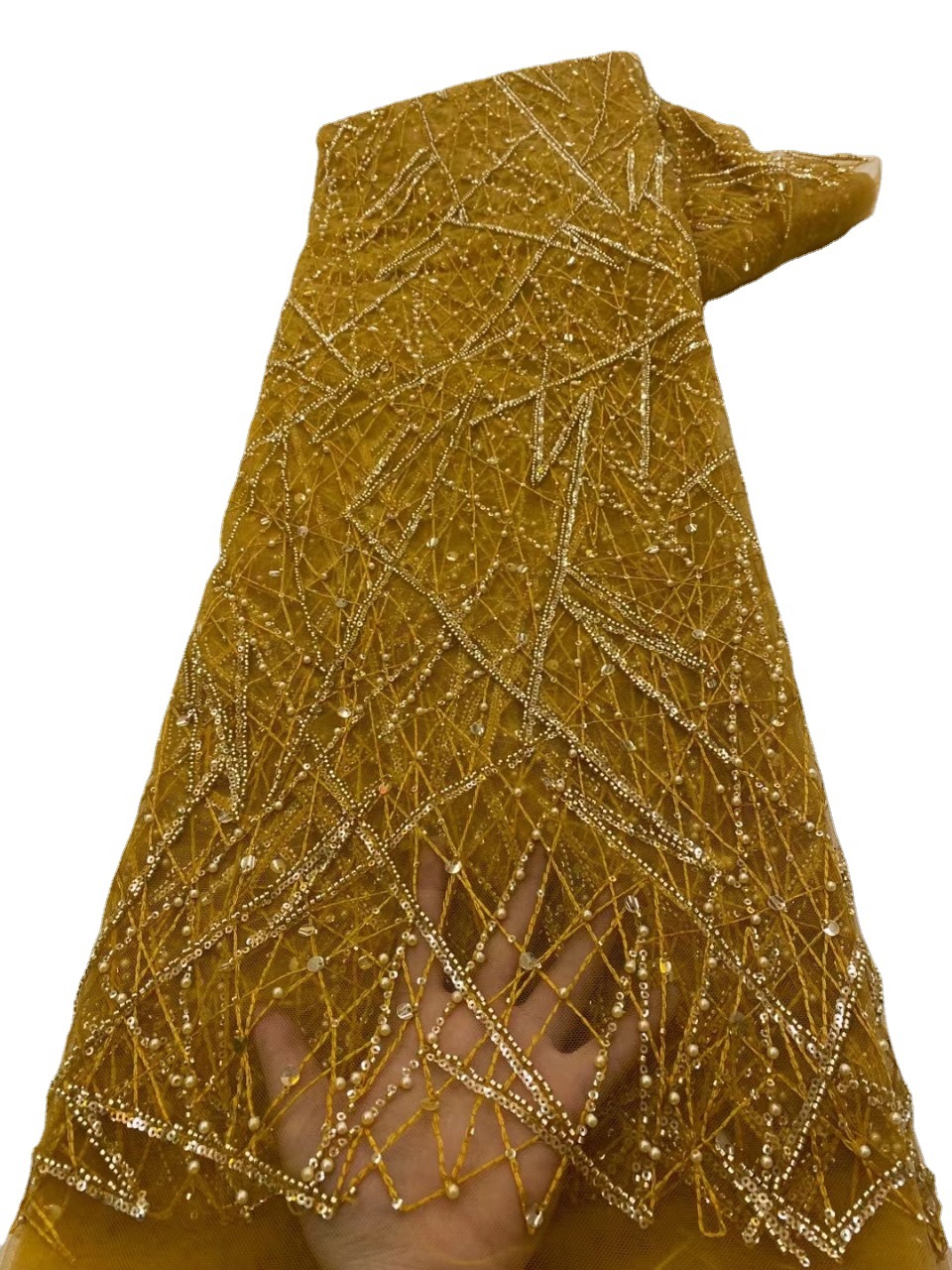 Vestido DE BODA francés tubo de cuentas bordado de tela desordenada rayas burbuja cuentas lentejuelas encaje boda banquete vestido tela JX3079