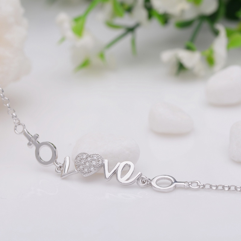 S925 plata esterlina Inglés AMOR pulsera mujer versión coreana simple nicho de diseño pulsera de plata moda joyas de mano versátiles
