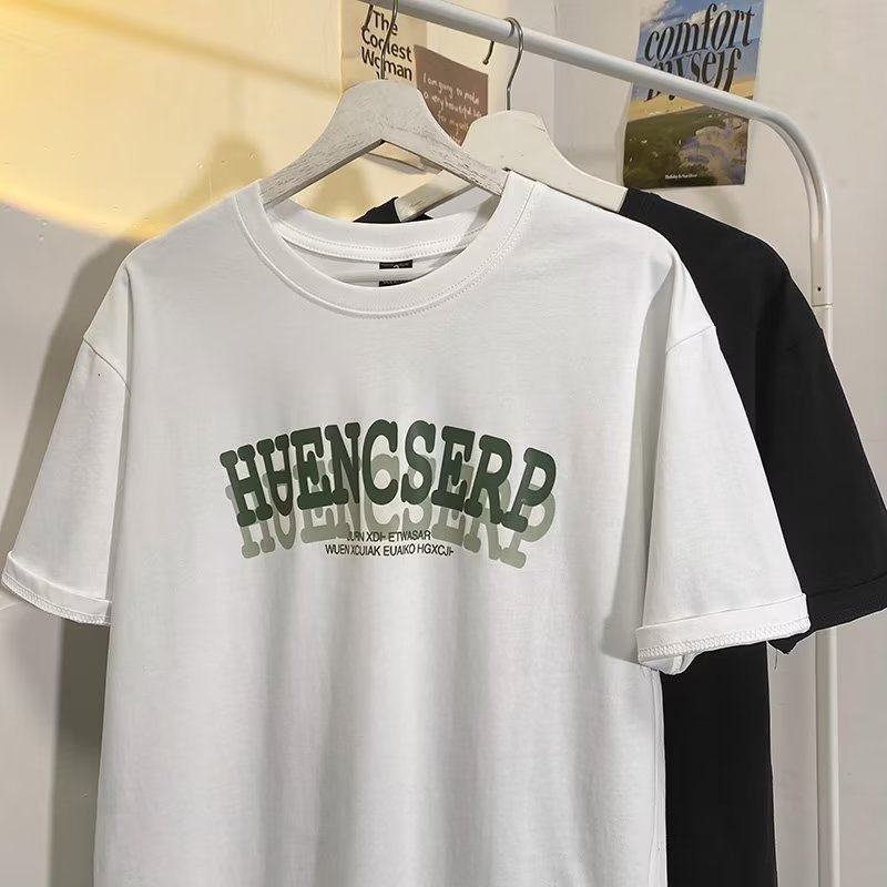 White cotton summer sports T-shirt for students