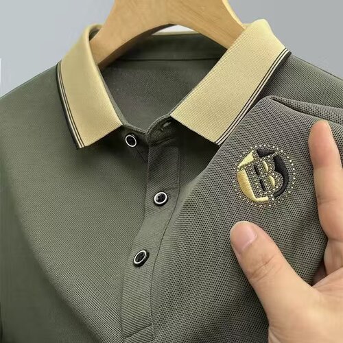 Spring New Cotton T-shirt Men's Long-sleeve T-shirt Autumn Collar Loose Large Size Casual Polo Shirt Dad's Style T