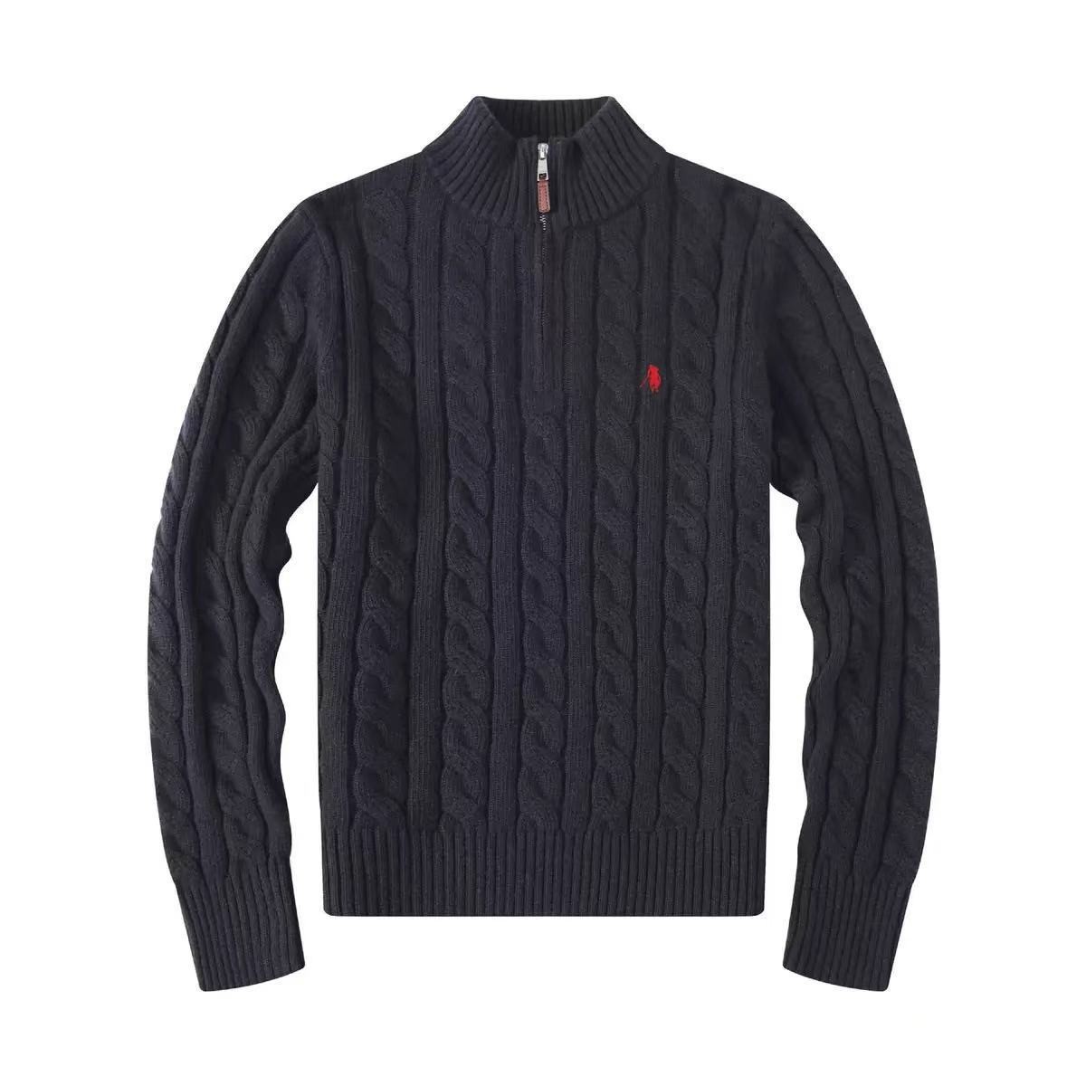 Black sweater with zipper, with a zipper