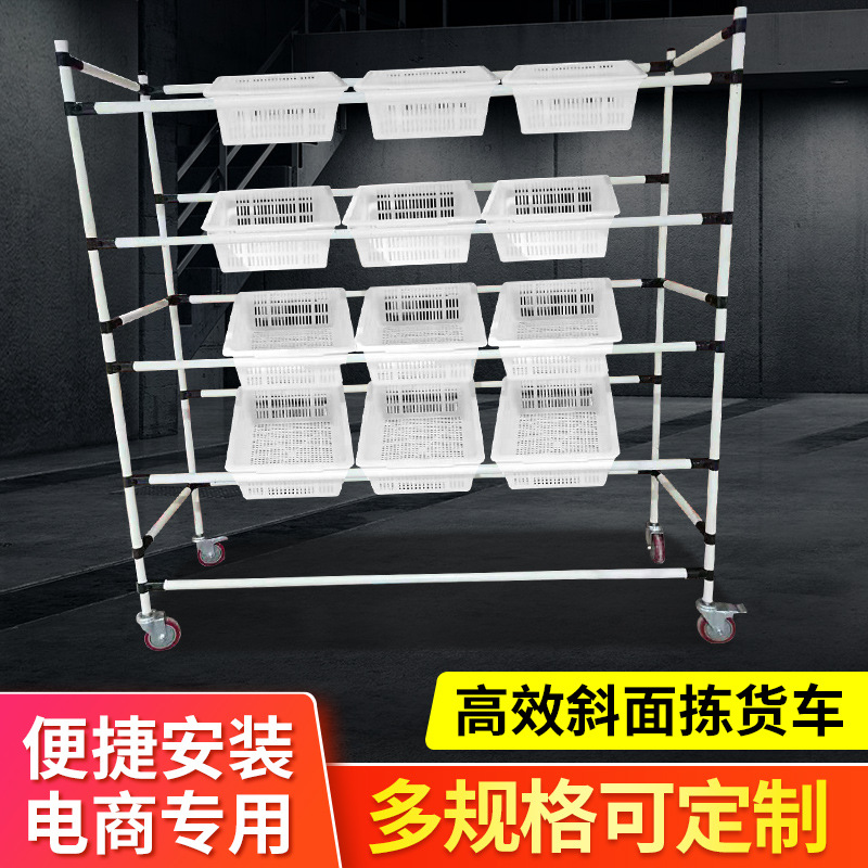 电商货架物流台车快递仓库配货车分拣车拣选车斜面拣货车分检货车