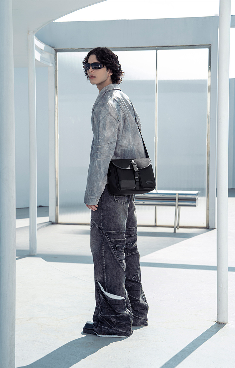 Men's Crossbody Bag High-End Multi-Functional Water-Resistant Single Shoulder Bag Casual Commute Nylon Sling Bag