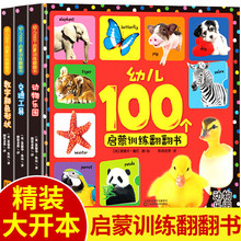 幼儿100个启蒙训练翻翻书全3册幼儿早教书籍宝宝书机关书触摸书