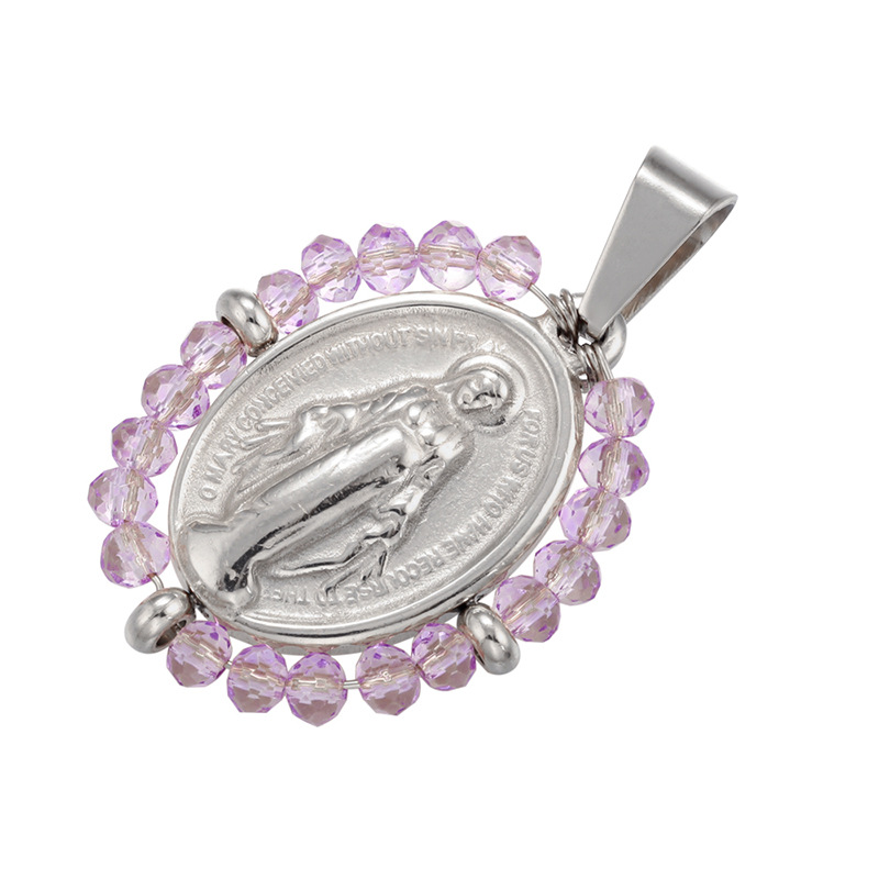8g Weight 0.03µm Gold Plating Thickness Electroplating Gold Plating Process Pendant Jewelry Making Type 18K Gold Plated Plating Material Copper Material Virgin Mary Pattern Plating Craft White, Purple, Green, Gold, Black Color Copper 18K Gold Plated 11