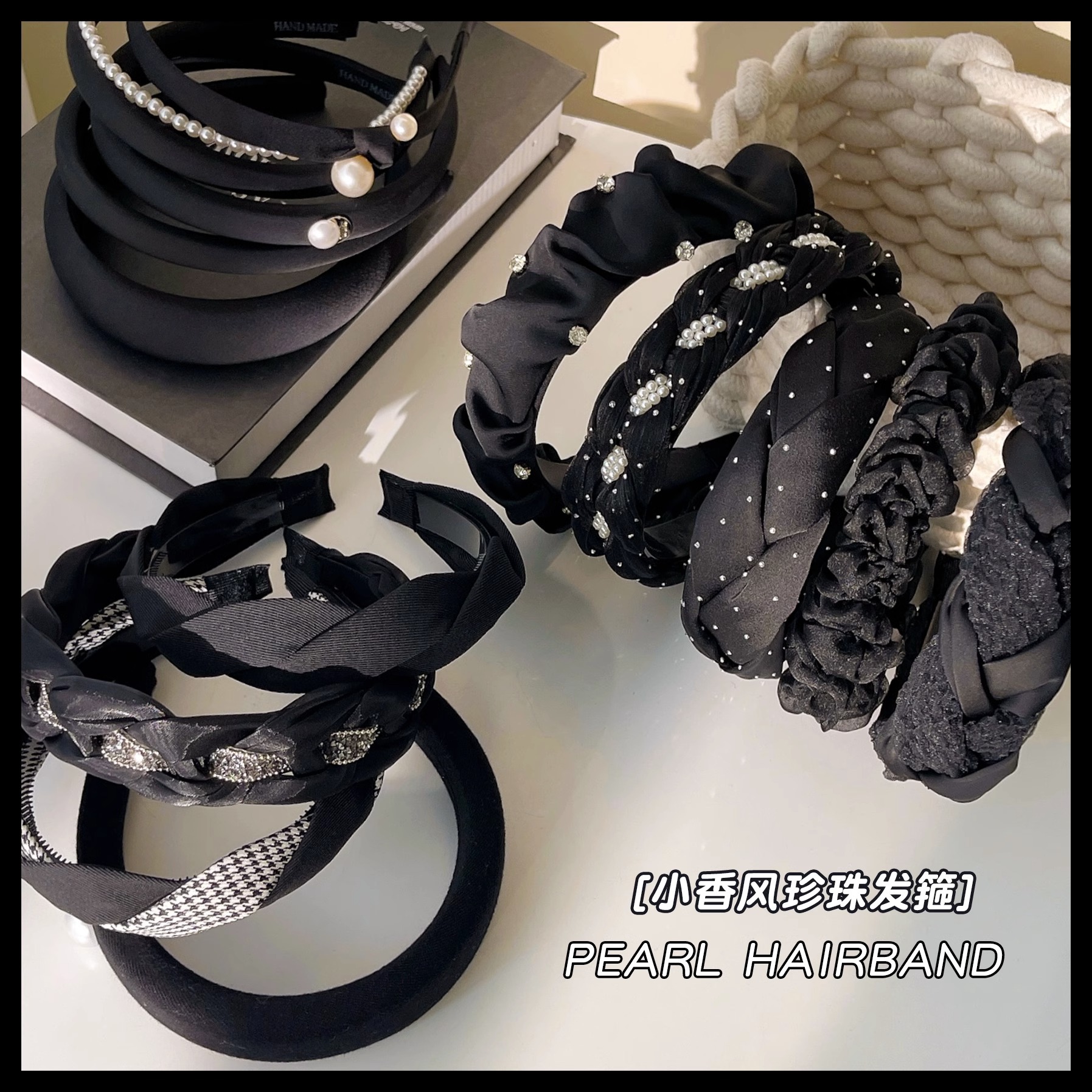 Banda para el cabello con pliegues en la parte superior del cráneo alto, horquilla de lavado de cara negra 2025 nuevo paquete de cabello a presión rojo neto, diadema de todo fósforo para mujeres