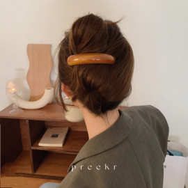 preeKr韩国弹簧夹发夹女后脑勺马尾顶夹横夹简约气质复古一字夹女